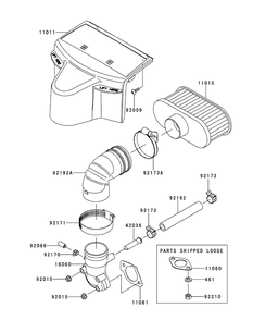 Kawasaki Fr730v-As05 Air Filter And Muffler Diagram and Parts List for Z-FORCELZ54 (17AIDAGC-17AIDAGC010)(2014) Cub Cadet Lawn Tractor